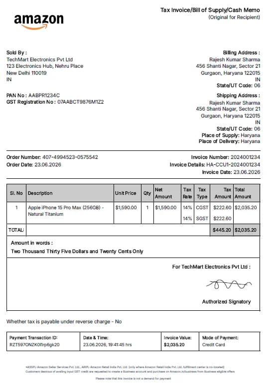 Amazon Receipt Generator