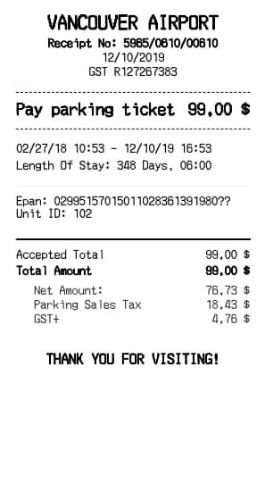 Airport Parking Receipt Generator