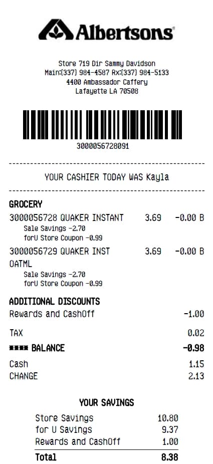 Albertsons Receipt Generator