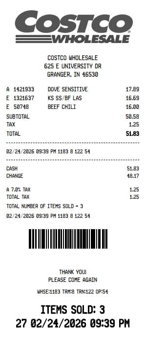 Costco Receipt Generator