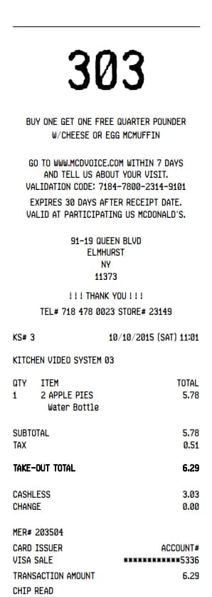 Mcdonalds Receipt Generator
