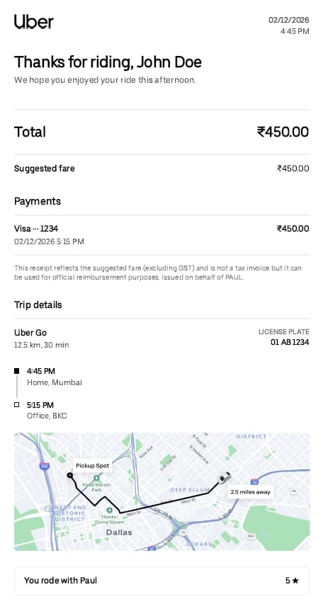 Uber Receipt Generator
